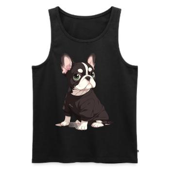 Niedliche Bulldogge Mops Hund - Männer Premium Bio Tank Top - Schwarz - Vorne - Michal (187cm)