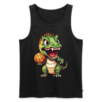 Basket-ball dinosaure T-Rex joueur de basket-ball - Débardeur bio Premium Homme - noir - Devant - Michal (187cm)