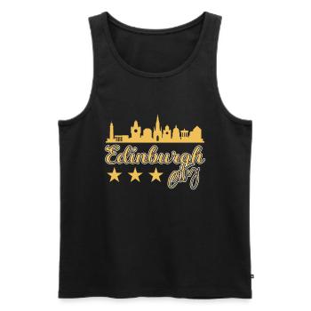 Edinburgh City Gold Skyline - Men's Premium Organic Tank Top - black - Front - Michal (187cm)