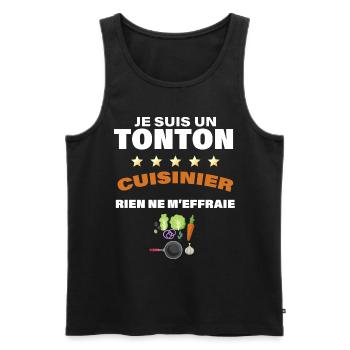 Tonton Cuisine Citation Humour Drôle Oncle - Débardeur bio Premium Homme - noir - Devant - Michal (187cm)