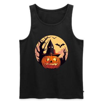 Nuit hantée d'Halloween au clair de lune - Débardeur bio Premium Homme - noir - Devant - AI Model Male 178 light (178cm)