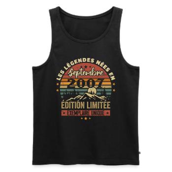 Retro 2007 – Legenden geboren im September 2007 - Männer Premium Bio Tank Top - Schwarz - Vorne - AI Model Male 178 light (178cm)