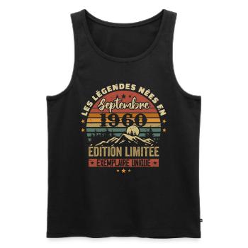 Rétro 1960 - Les légendes nées en Septembre 1960 - Débardeur bio Premium Homme - noir - Devant - Michal (187cm)