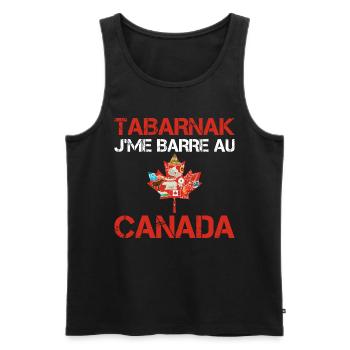 Tabarnak Je Me Barre Au Canada, Feuille D'érable - Débardeur bio Premium Homme - noir - Devant - AI Model Male 178 light (178cm)