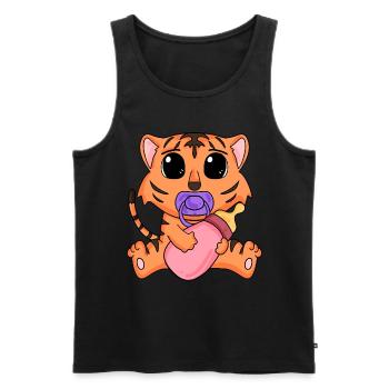 Motif de bébé tigre - Débardeur bio Premium Homme - noir - Devant - Michal (187cm)
