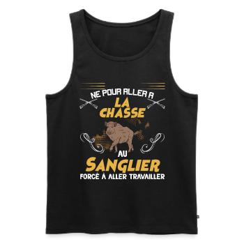 Né Pour La Chasse Au Sanglier Cadeau Chasseur - Débardeur bio Premium Homme - noir - Devant - Michal (187cm)