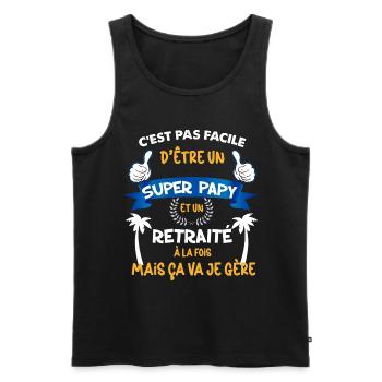 tshirt humour super papy et retraite - Débardeur bio Premium Homme - noir - Devant - Michal (187cm)