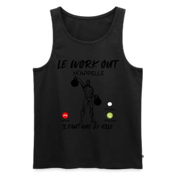 Work out Cross training Cadeau Humour Homme Sport - Débardeur bio Premium Homme - noir - Devant - Michal (187cm)