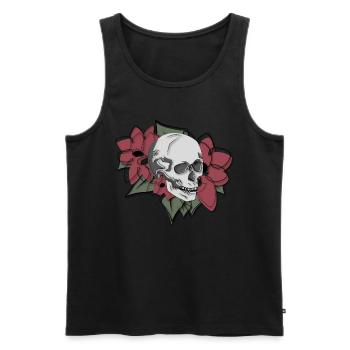 Skull in flowers - Men's Premium Organic Tank Top - black - Front - Michal (187cm)