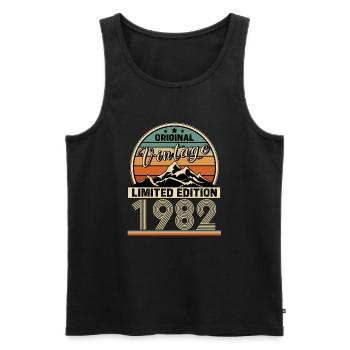 1982 - Männer Premium Bio Tank Top - Schwarz - Vorne - AI Model Male 178 light (178cm)