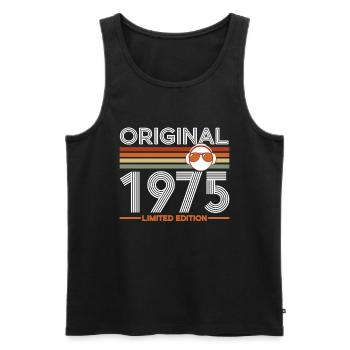 1975 - Men's Premium Organic Tank Top - black - Front - AI Model Male 178 light (178cm)