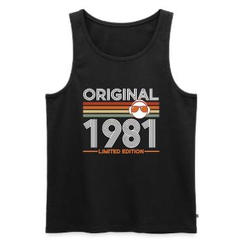 1981 - Men's Premium Organic Tank Top - black - Front - Michal (187cm)