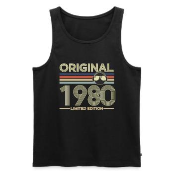 1980 - Men's Premium Organic Tank Top - black - Front - Michal (187cm)
