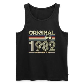 1982 - Men's Premium Organic Tank Top - black - Front - Michal (187cm)