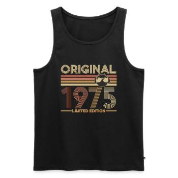 1975 - Men's Premium Organic Tank Top - black - Front - AI Model Male 178 light (178cm)