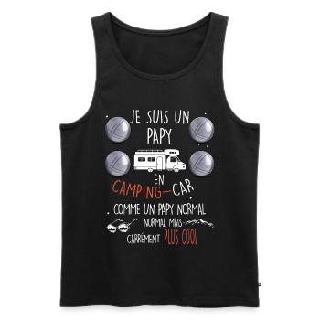 Camping car et pétanque, papy cool - Débardeur bio Premium Homme - noir - Devant - Michal (187cm)