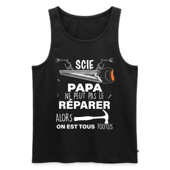 Papa le meilleur réparateur du monde. Humour brico - Débardeur bio Premium Homme - noir - Devant - Michal (187cm)