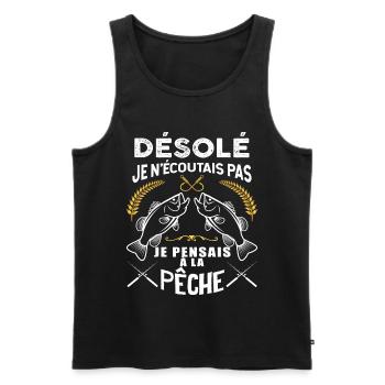Pêcheur Citation humour Pour Papa - Débardeur bio Premium Homme - noir - Devant - AI Model Male 178 light (178cm)