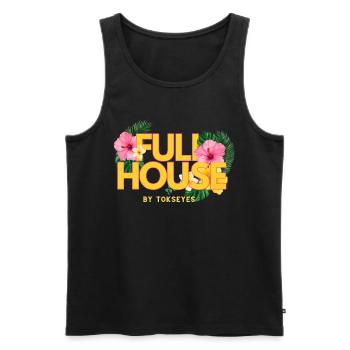 FULLHOUSE FLOWER DESIGN - Men's Premium Organic Tank Top - black - Front - AI Model Male 178 light (178cm)