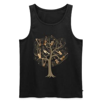 Musicien Arbre / Orchestre Notes de Musique Idée Cadeau - Débardeur bio Premium Homme - noir - Devant - Michal (187cm)