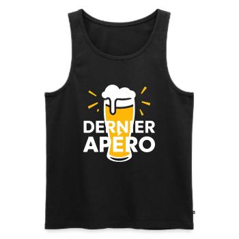 tee shirt tee shirt Dernier apéro – EVG - Débardeur bio Premium Homme - noir - Devant - AI Model Male 178 light (178cm)