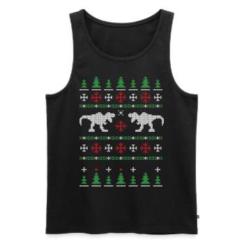 Dinosaurier Dino TRex Tyrannosaurus Weihnachten - Männer Premium Bio Tank Top - Schwarz - Vorne - Michal (187cm)