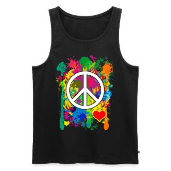 04 Peace bunte Herzen Fabspritzer - Männer Premium Bio Tank Top - Schwarz - Vorne - Michal (187cm)