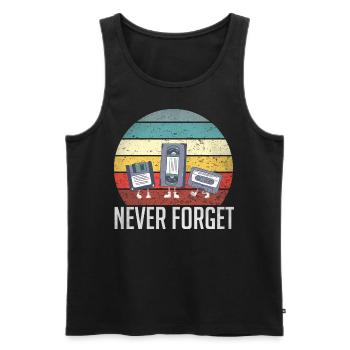 Never Forget 80s 90s Retro Technology Floppy - Men's Premium Organic Tank Top - black - Front - AI Model Male 178 light (178cm)