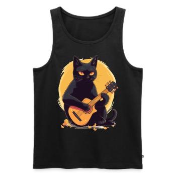 Musician Black Cat Guitarist Bombay Cats - Men's Premium Organic Tank Top - black - Front - Michal (187cm)