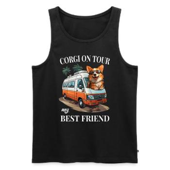 Corgi im Campingbus - Männer Premium Bio Tank Top - Schwarz - Vorne - Michal (187cm)