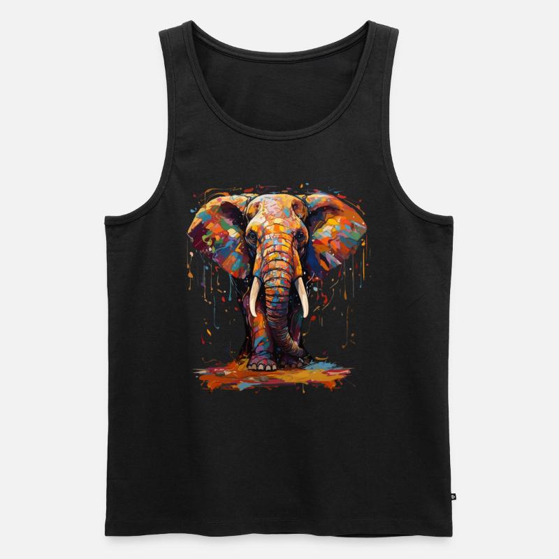 Elephant farbenfroh - Männer Premium Bio Tank Top - Schwarz