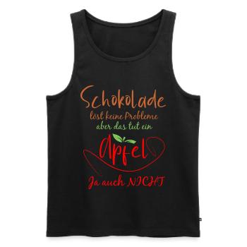 Schokolade und Apfel Motiv mit Humor - Männer Premium Bio Tank Top - Schwarz - Vorne - AI Model Male 178 light (178cm)
