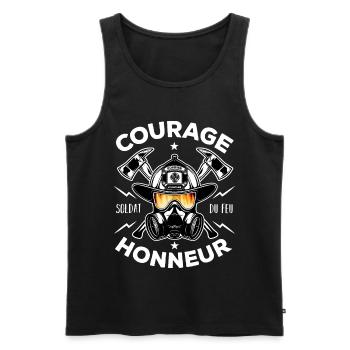 Soldat du feu Courage Honneur Cadeau Pompier - Débardeur bio Premium Homme - noir - Devant - Michal (187cm)