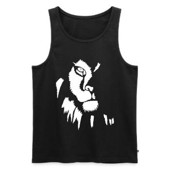 Lion blanc dans l'ombre - Débardeur bio Premium Homme - noir - Devant - AI Model Male 178 light (178cm)