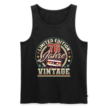 76. Geburtstag Vintage Audiokassette 76 Jahre - Männer Premium Bio Tank Top - Schwarz - Vorne - Michal (187cm)