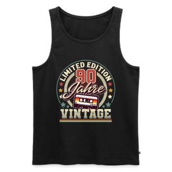 90. Geburtstag Vintage Audiokassette 90 Jahre - Männer Premium Bio Tank Top - Schwarz - Vorne - Michal (187cm)