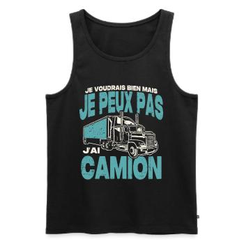 Je peux pas j'ai camion. - Débardeur bio Premium Homme - noir - Devant - Michal (187cm)