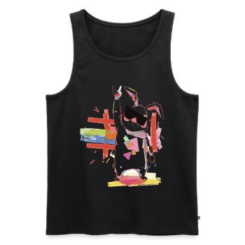 Regenbogenroboter Partystar - Männer Premium Bio Tank Top - Schwarz - Vorne - Michal (187cm)