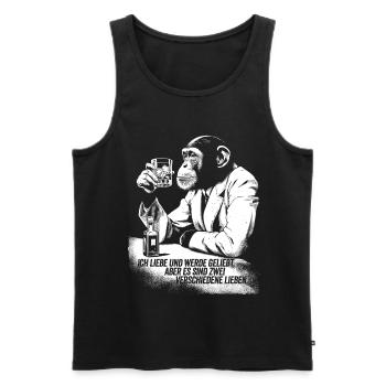 Humorvoller Affe mit Trinkglas - Männer Premium Bio Tank Top - Schwarz - Vorne - Michal (187cm)