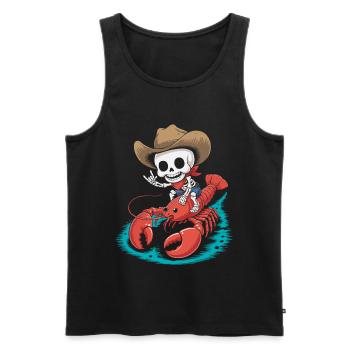 Cow-boy squelette chevauche le homard - Débardeur bio Premium Homme - noir - Devant - Michal (187cm)