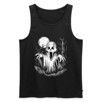 Gruseliger Halloween Geist - Gruselmonster - Männer Premium Bio Tank Top - Schwarz - Vorne - AI Model Male 178 light (178cm)