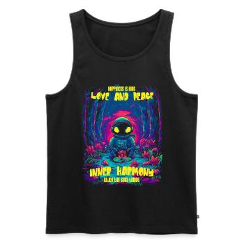 Cosmic neon astronaut in the forest - Men's Premium Organic Tank Top - black - Front - AI Model Male 178 light (178cm)