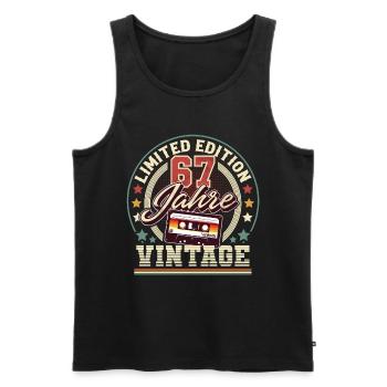 67. Geburtstag Vintage Audiokassette 67 Jahre - Männer Premium Bio Tank Top - Schwarz - Vorne - Michal (187cm)