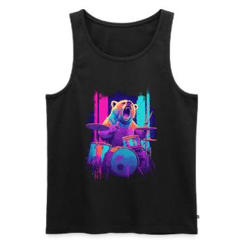 Wilder Bär am Schlagzeug - Rock Drummer Geschenk - Männer Premium Bio Tank Top - Schwarz - Vorne - AI Model Male 178 light (178cm)