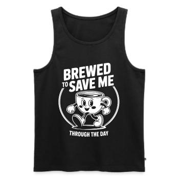 Brewed to save me through the day - Men's Premium Organic Tank Top - black - Front - AI Model Male 178 light (178cm)