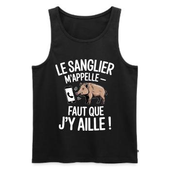 The wild boar calls me, I have to go - Men's Premium Organic Tank Top - black - Front - AI Model Male 178 light (178cm)