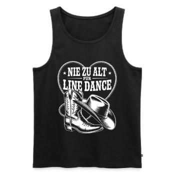 Never too old for line dancing - Men's Premium Organic Tank Top - black - Front - AI Model Male 178 light (178cm)
