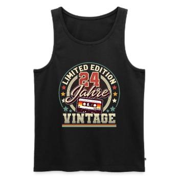 24. Geburtstag Vintage kassette - Männer Premium Bio Tank Top - Schwarz - Vorne - Michal (187cm)