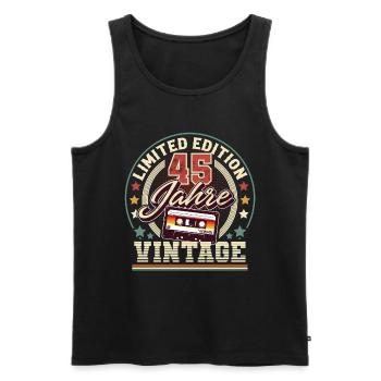 Cassette vintage du 45e anniversaire - Débardeur bio Premium Homme - noir - Devant - AI Model Male 178 light (178cm)