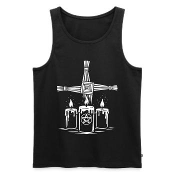 Croix d’Imbolc Brigid avec des bougies rituelles - Débardeur bio Premium Homme - noir - Devant - AI Model Male 178 light (178cm)